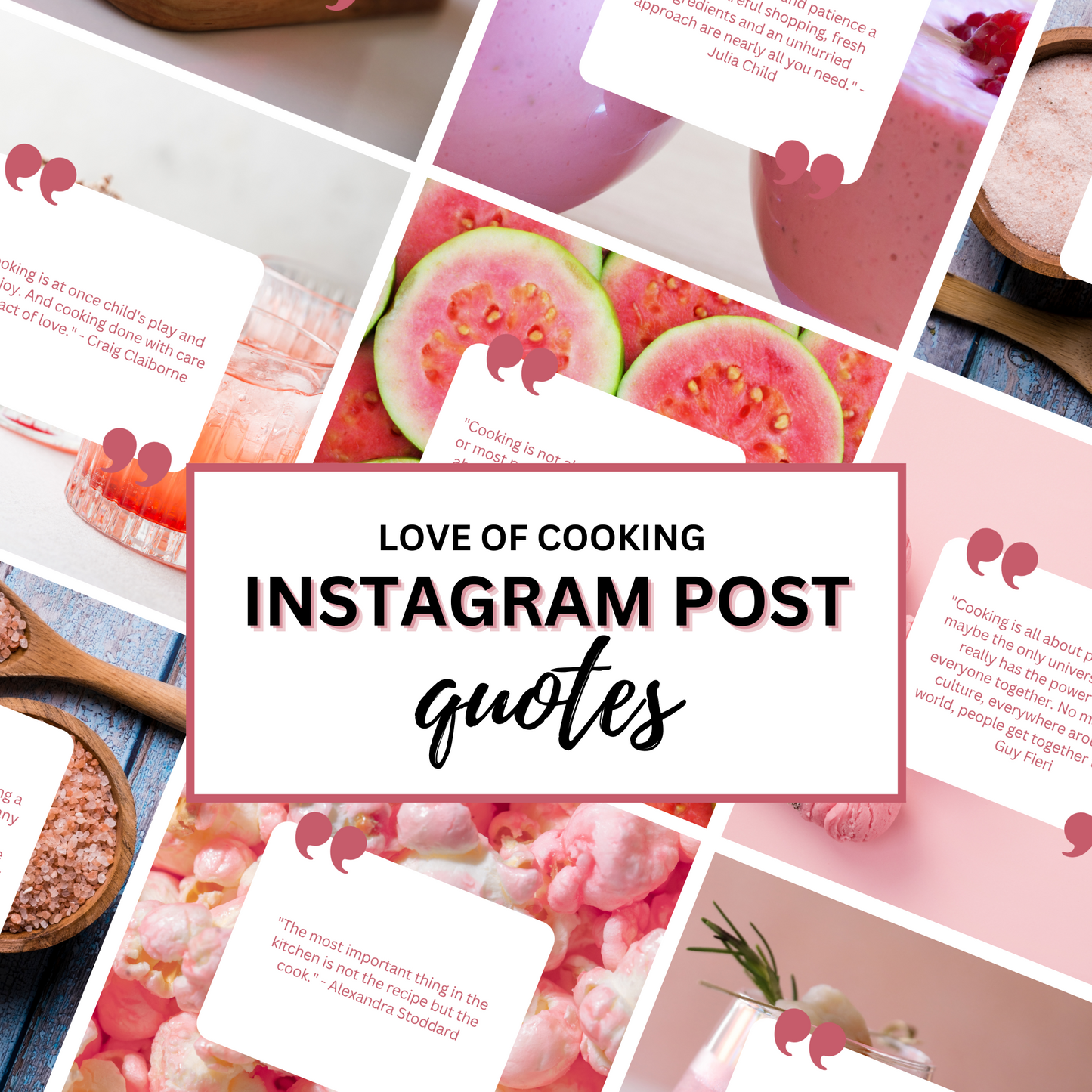 50+ Instagram Post Quote Pack {pink} | Cooking Quotes