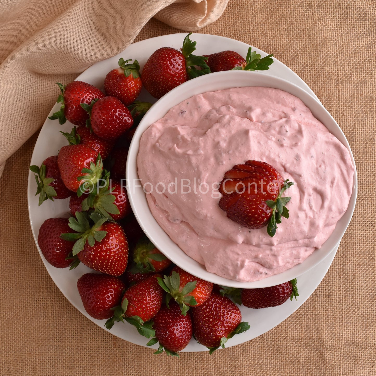 Strawberry Fluff Fruit Dip (SET 4 burlap) + VIDEOS