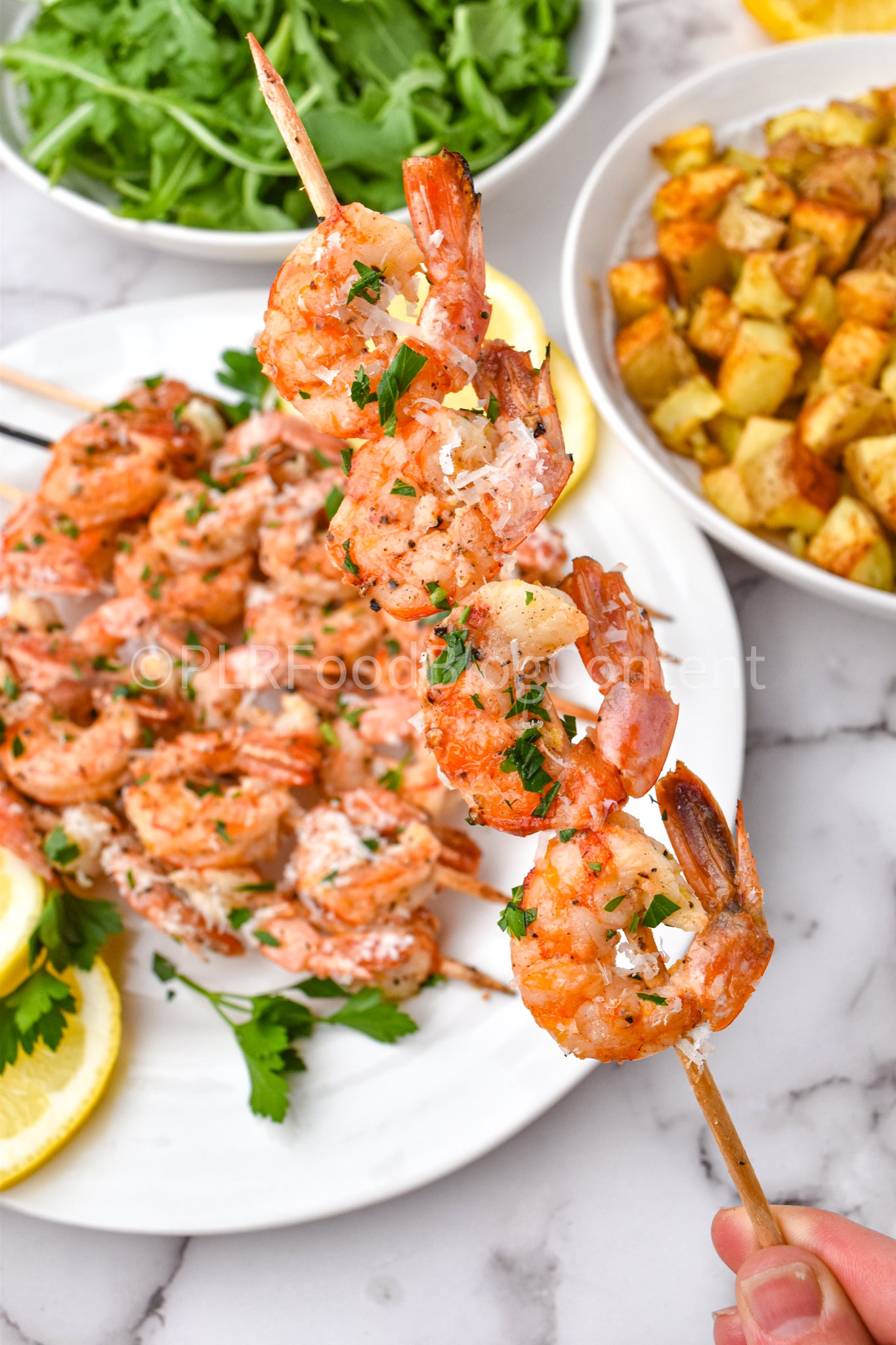 Grilled Lemon Garlic Parmesan Shrimp Skewers Set 1