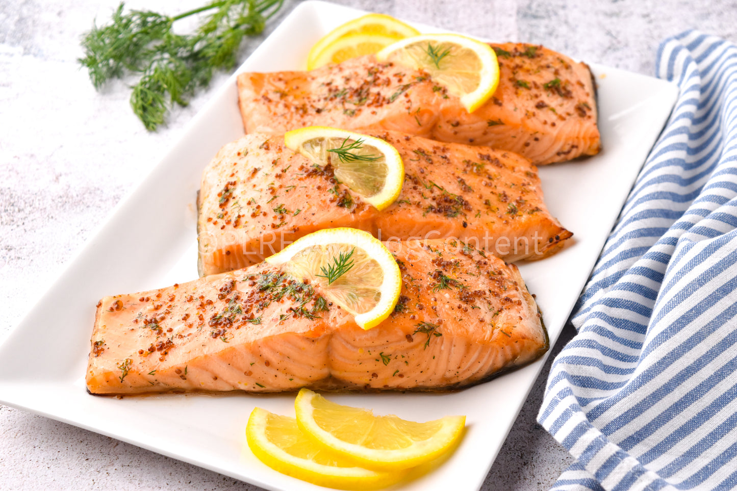 Maple Glazed Salmon (set 3 blue linen)