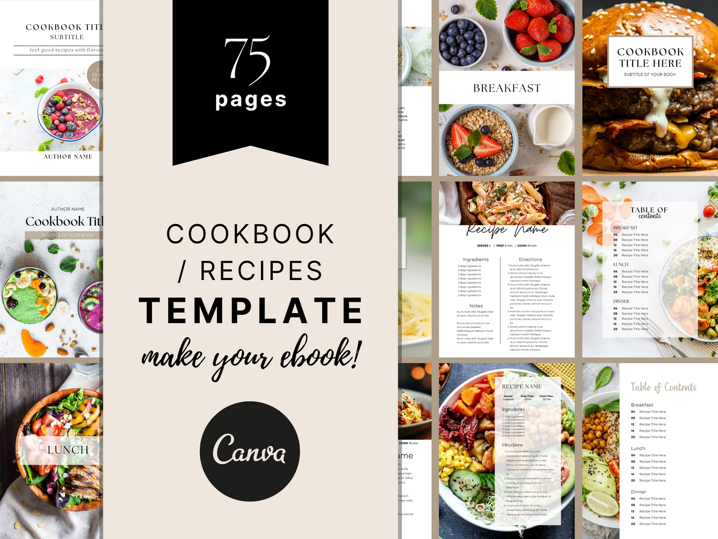 Ultimate Cookbook Template Ebook | 75 Pages