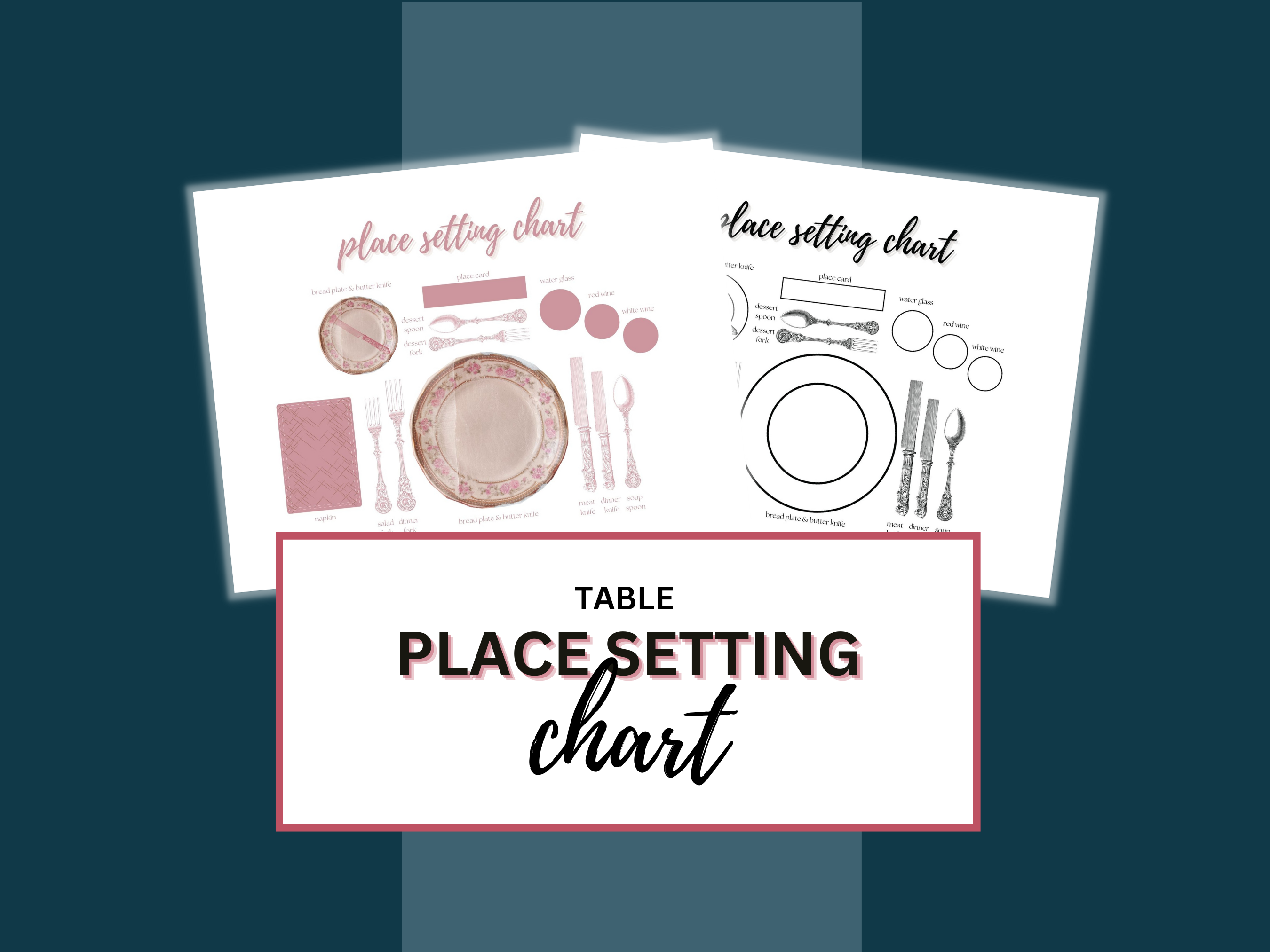 Table Place Setting Chart Template | 2 Styles – PLR Food Blog Content