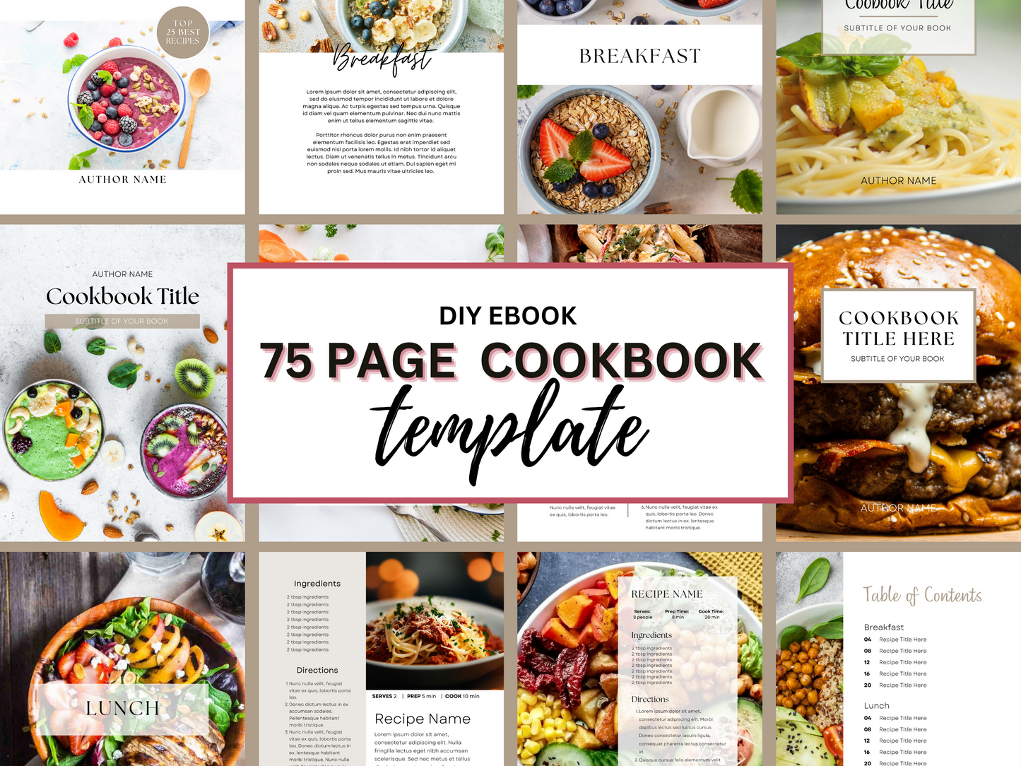 Ultimate Cookbook Template Ebook | 75 Pages