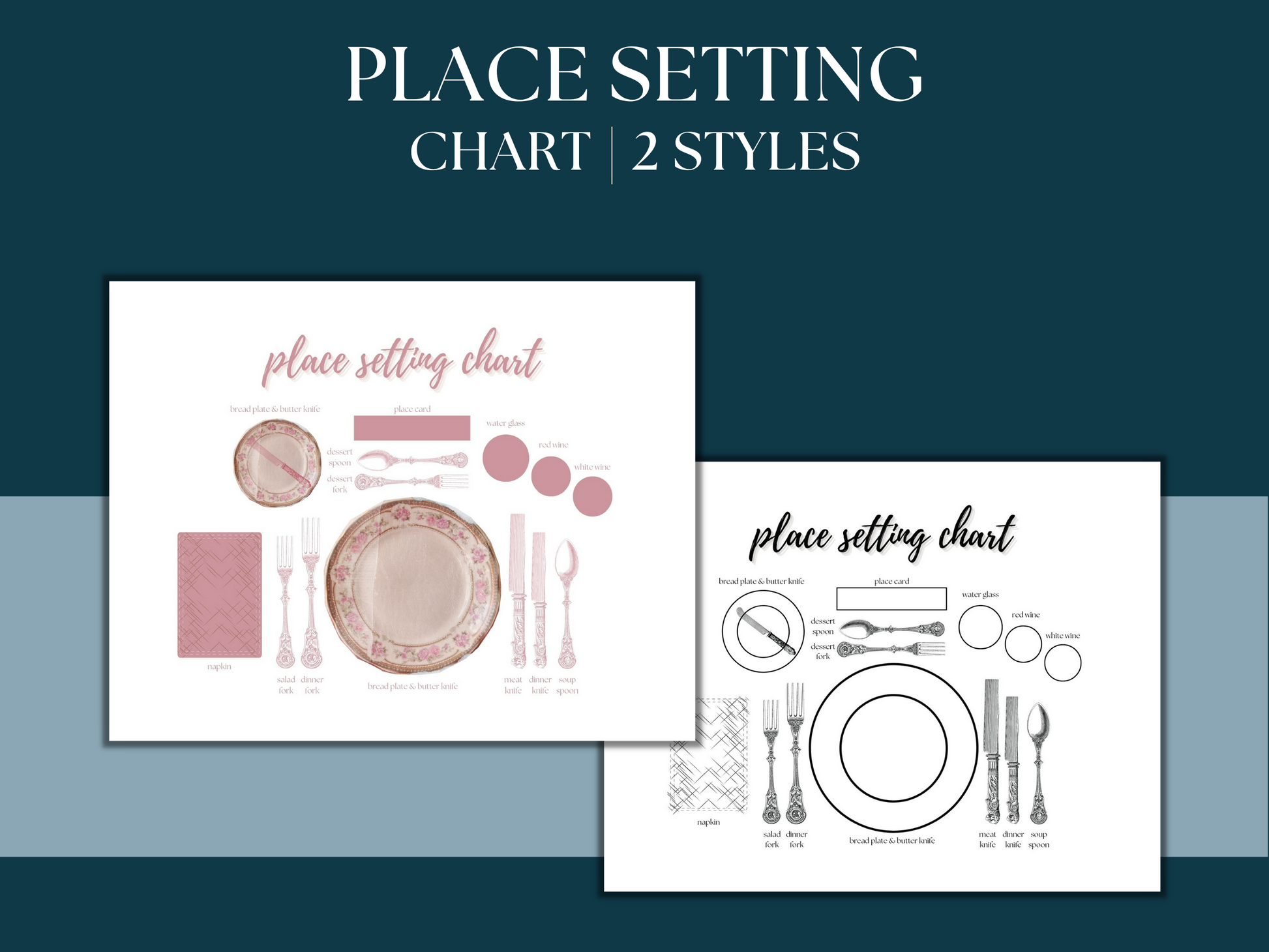Table Place Setting Chart Template | 2 Styles – PLR Food Blog Content