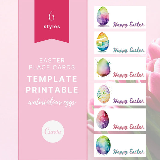 Watercolour Eggs Place Cards Printable Template | 6 styles