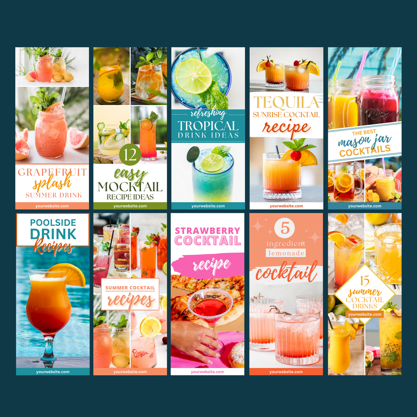 10 Summer Pinterest Pins Canva Template