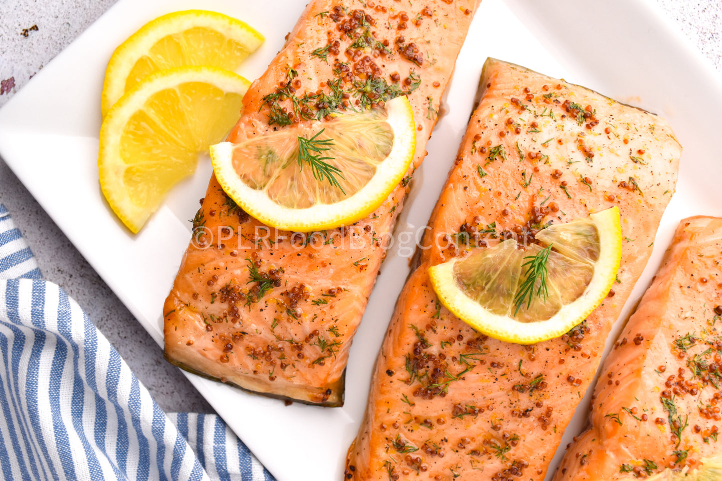 Maple Glazed Salmon (set 3 blue linen)