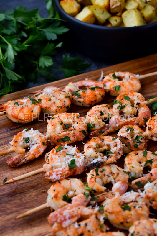 Grilled Lemon Garlic Parmesan Shrimp Skewers Set 3