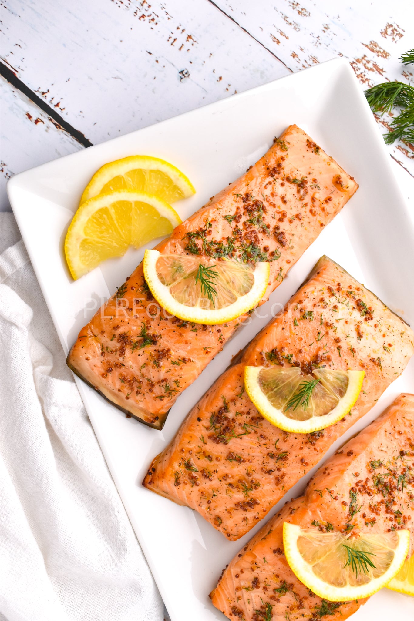 Maple Glazed Salmon (set 2 white wash wood)